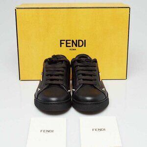 Fendi Black Leather Monster Lace Up Sneakers Size 5/35.5